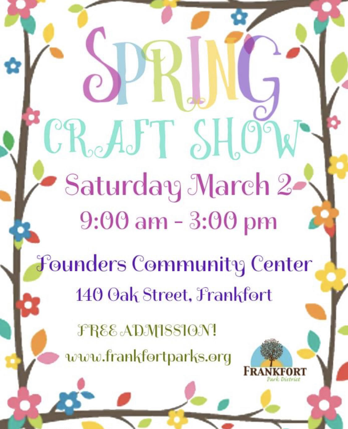 Frankfort Illinois Spring Craft Show March 2, 2024, Saturday A