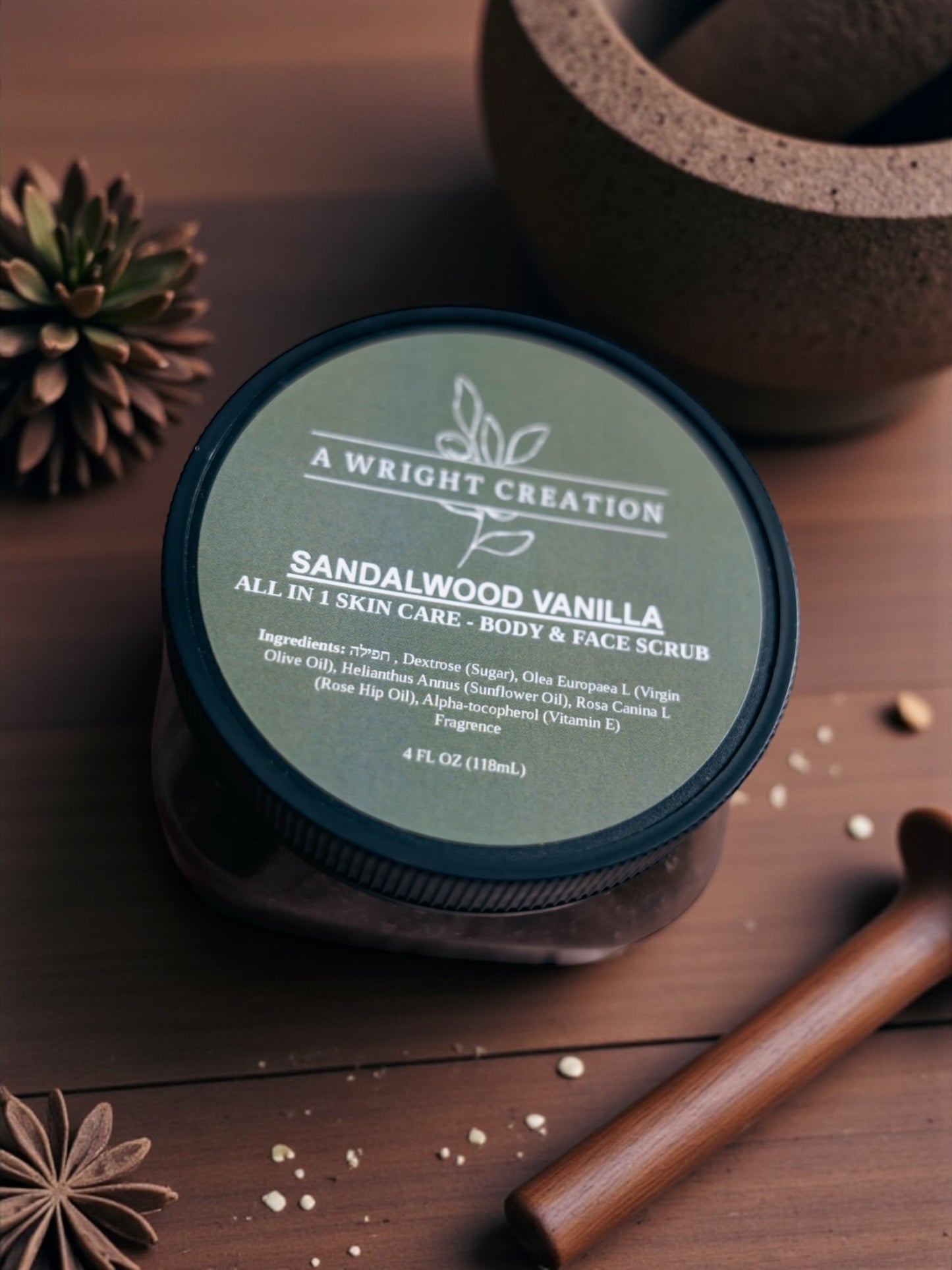 Sandalwood Vanilla Sugar Scrub – Natural Exfoliating & Moisturizing Body Polish for Dry or Sensitive Skin | Mega Moisture