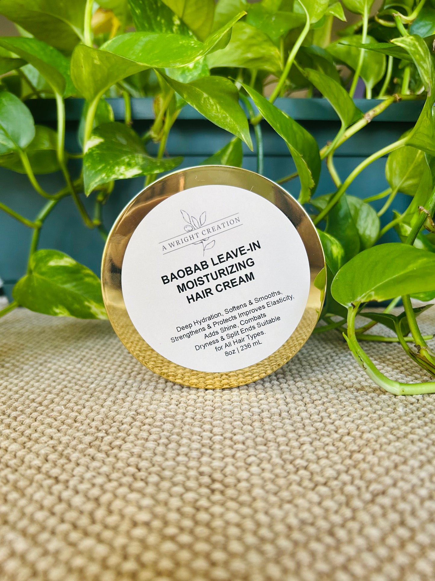 Baobab Leave-In Natural Hair Cream – Unscented | Deep Hydration, Frizz Control & Softness for All Hair Types