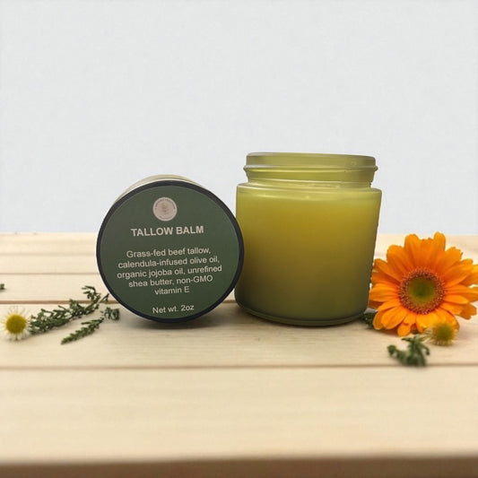 Tallow Balm – Grass-Fed Blend with Calendula & Chamomile Infused Jojoba and Beeswax