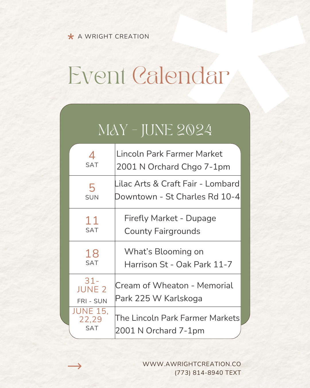 New Event Dates - May & June