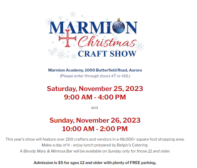11/25/23 & 11/26/23 Marmion Christmas Craft Show A Wright Creation