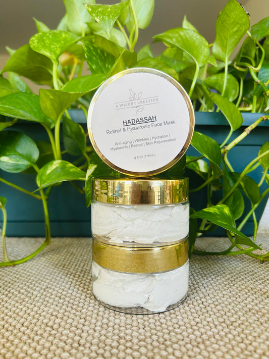 Hadassah Retinol & Hyaluronic Face Mask - | Vegan | anti-aging | wrinkles | Kaolin Clay | hydration | Hyaluronic Acid | Retinol | skin rejuvenation